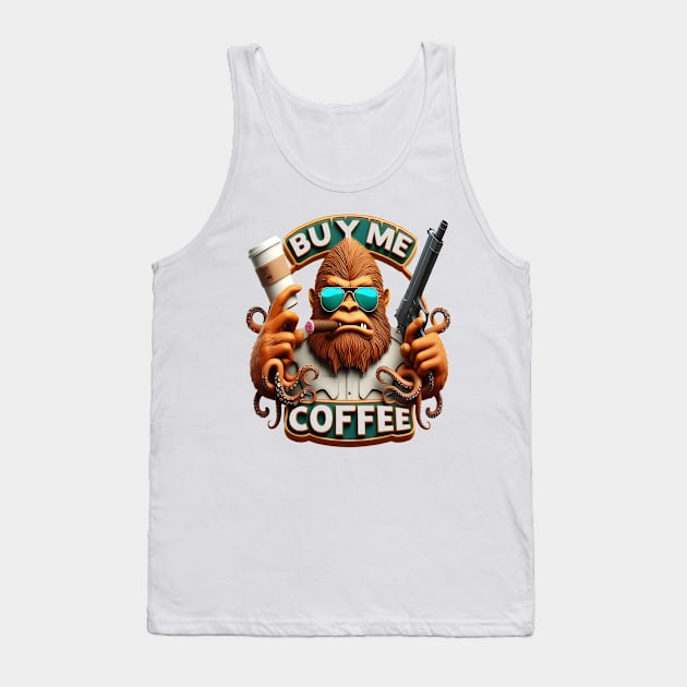 Monkey Armed With Caffeine Buy Me A Coffee Tank Top by coollooks